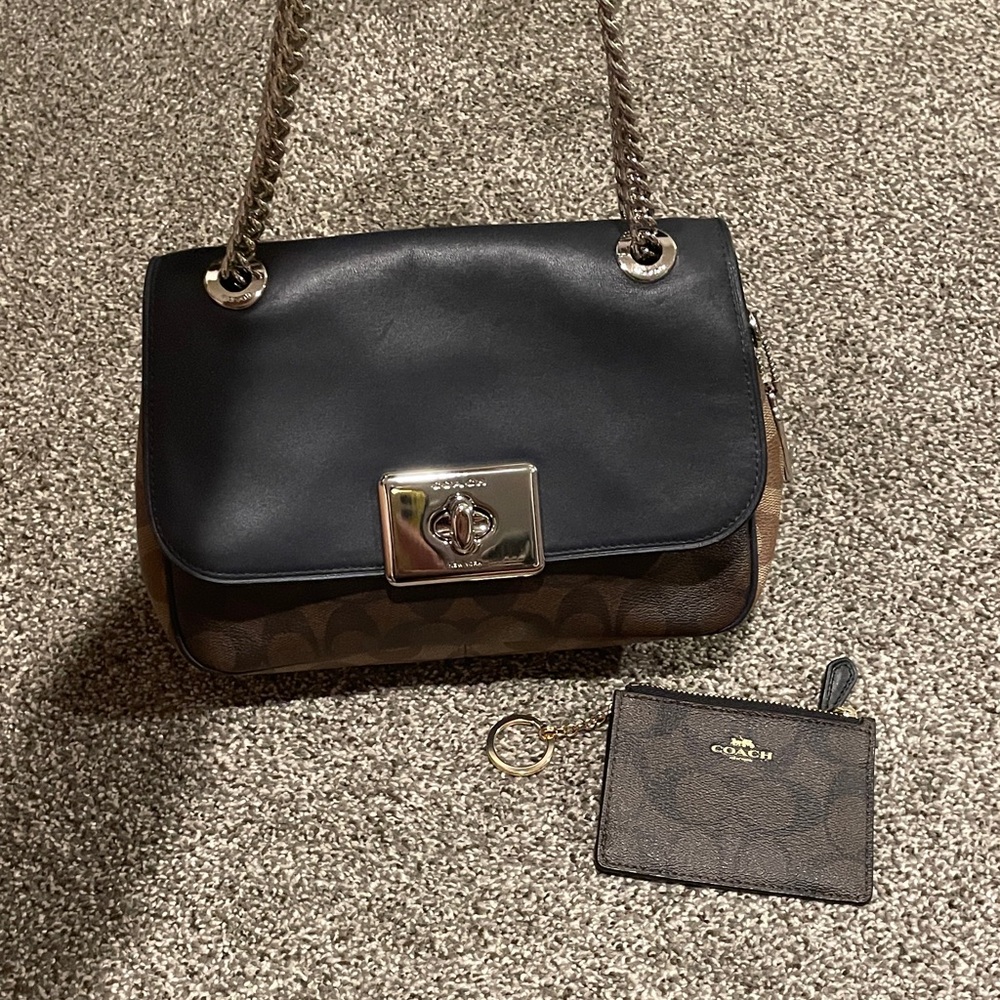 Coach blue and Brown Shoulder Bag